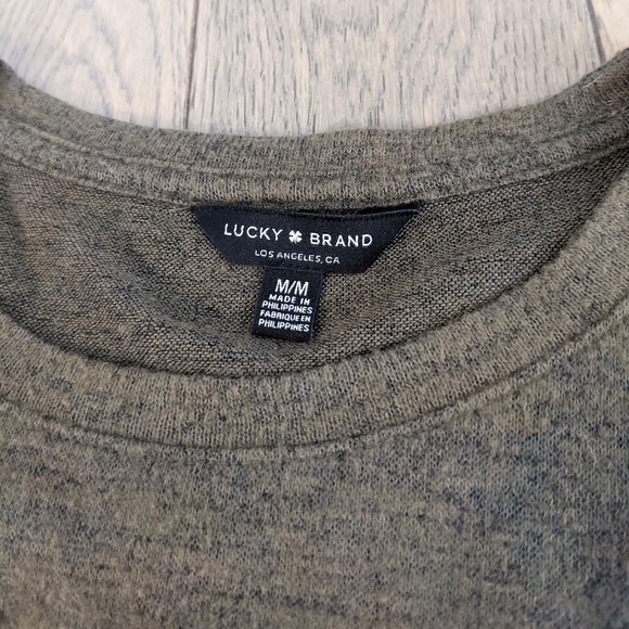 Lucky Brand Drop Shoulder Cloud Jersey Top Heather Green - Picture 6 of 6